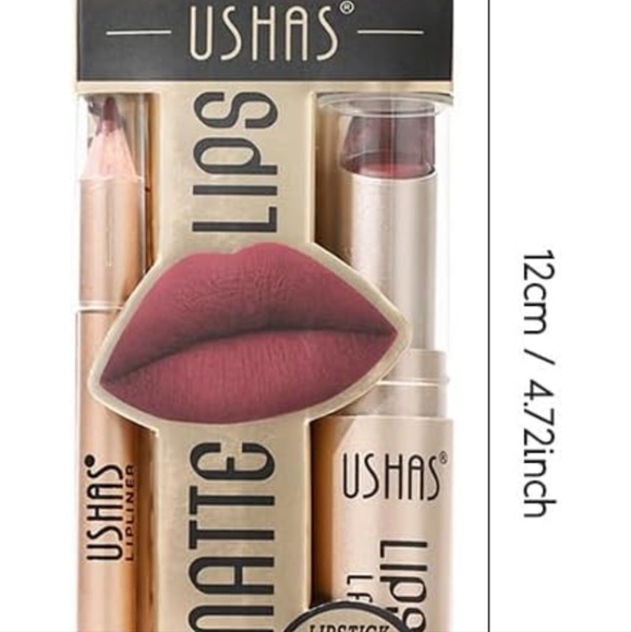 NIB USHAS Matte lips 👄 2in1 lipstick & lipliner #02 Rosetto, waterproof - Picture 4 of 9